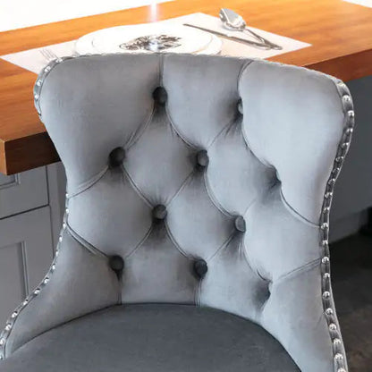 Swivel Velvet Barstools Adjusatble Seat Height From 25-33 Inch Gray Set Of 2 WEM Support (www.WEM.support)