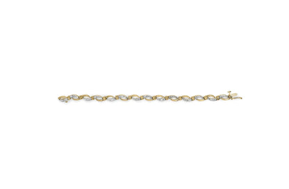 10K Yellow and White Gold 1/2 Cttw Channel Set Diamond Infinity Link 7" Tennis Bracelet (H-I Color, I1-I2 Clarity) WEM Support (www.WEM.support)