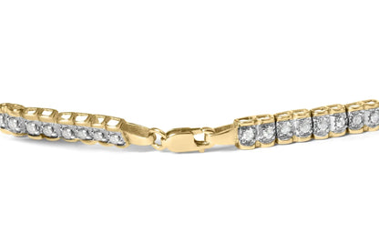 10K Yellow Gold 1.00 Cttw Round-Cut Diamond Link Bracelet (I-J Color, I3-Promo Clarity) - Size 7" WEM Support (www.WEM.support)