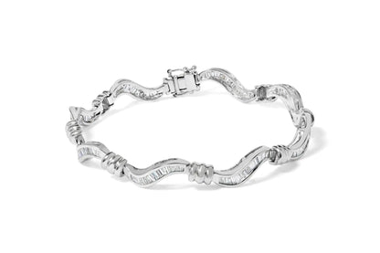 14K White Gold 2.00 Cttw Baguette-Cut Spiral Link 7" Bracelet (G-H Color, SI1-SI2 Clarity) WEM Support (www.WEM.support)