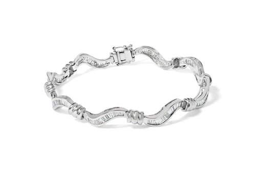 14K White Gold 2.00 Cttw Baguette-Cut Spiral Link 7" Bracelet (G-H Color, SI1-SI2 Clarity) WEM Support (www.WEM.support)