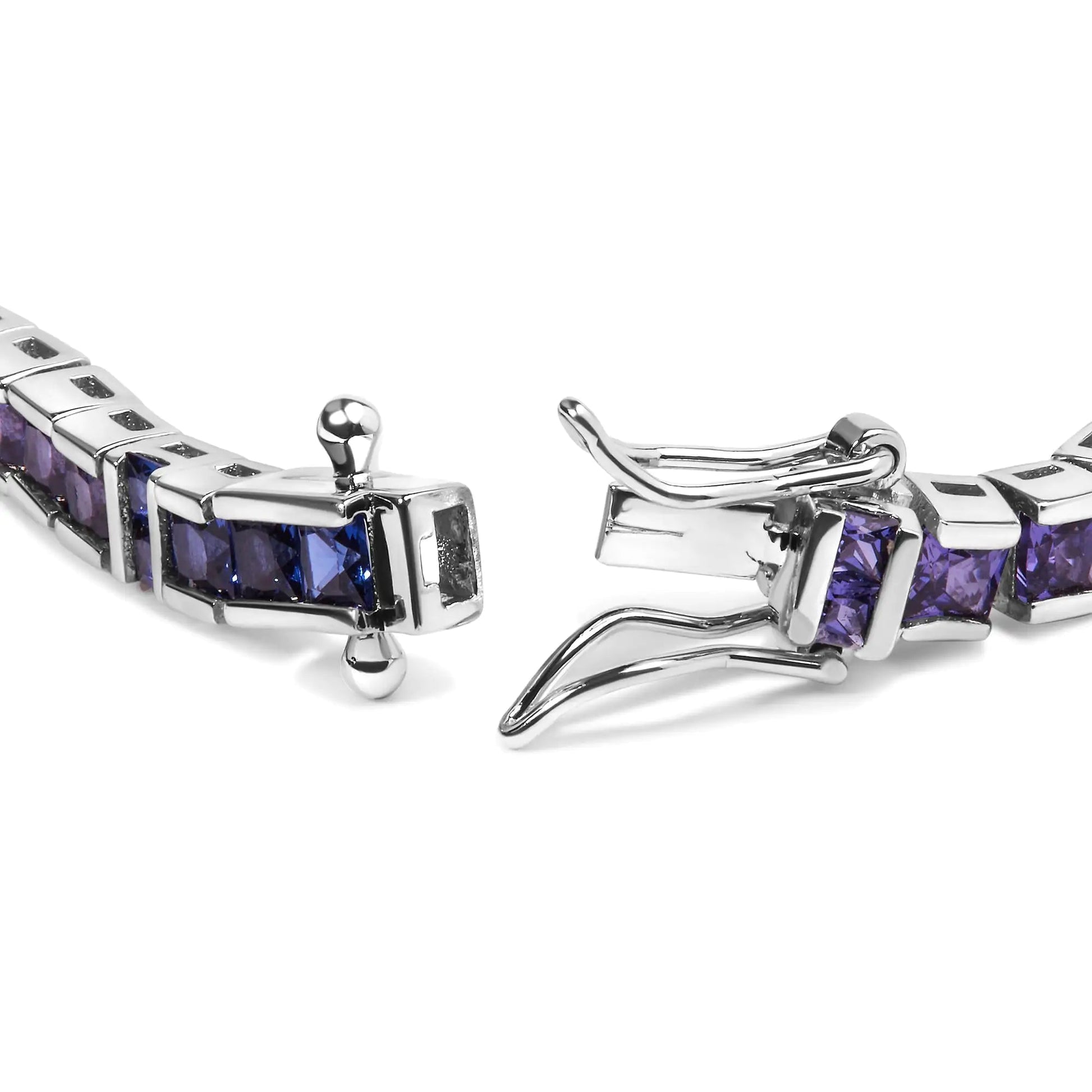 .925 Sterling Silver 12.0 Cttw Multi Colored Princess Cut Gemstone Link Tennis Bracelet (AAA Quality) - 7.25" Inches WEM Support (www.WEM.support)