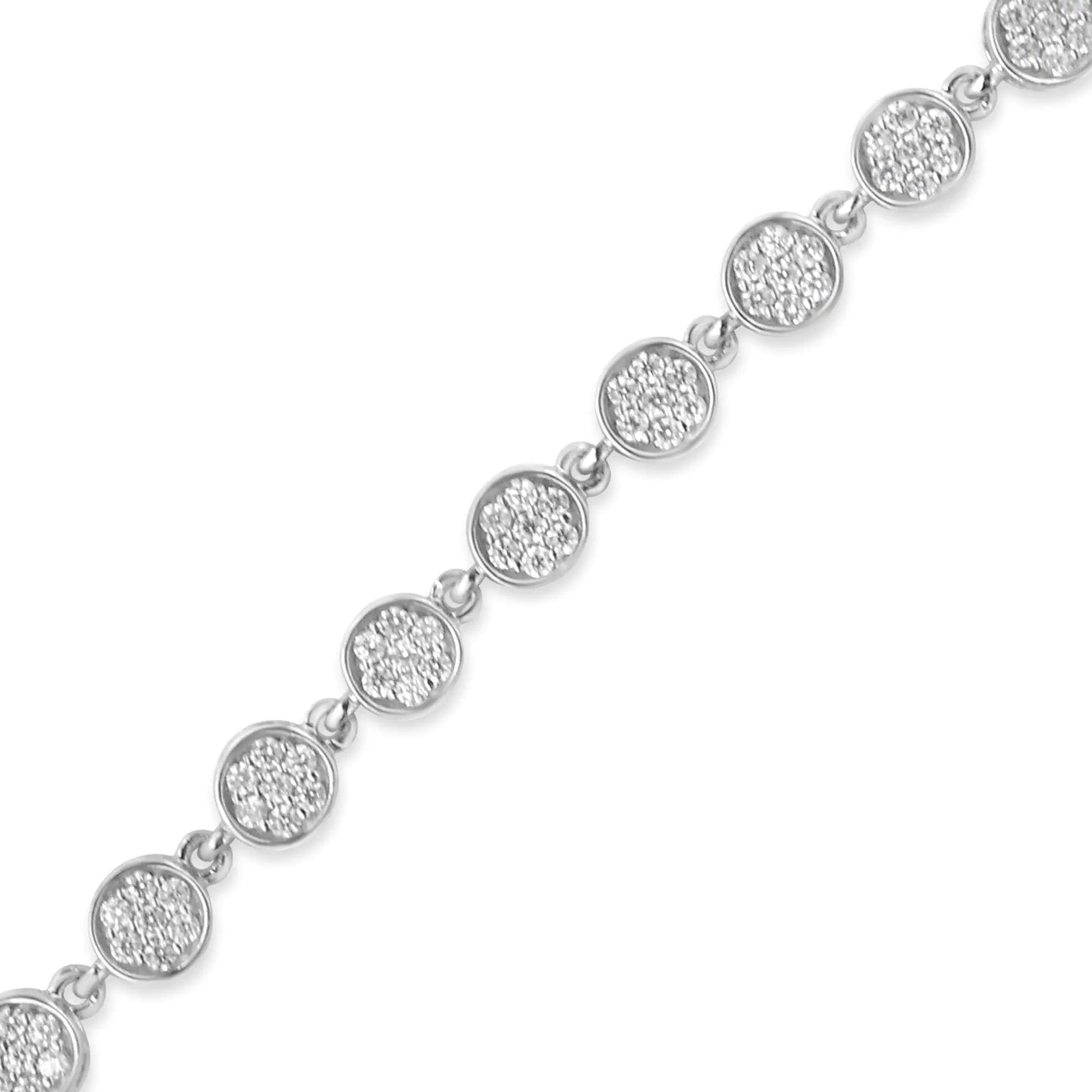 .925 Sterling Silver 2.0 Cttw Round Diamond Link Bracelet (G-H Color, I1-I2 Clarity) - 7.25" WEM Support (www.WEM.support)