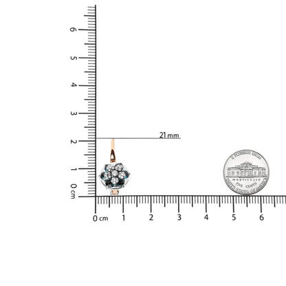 18K Rose and White Gold 1/3 Cttw Round Diamonds and Round London Blue Topaz Gemstone Cluster Floral Drop Hoop Earrings (G-H Color, SI1-SI2 Clarity) WEM Support (www.WEM.support)