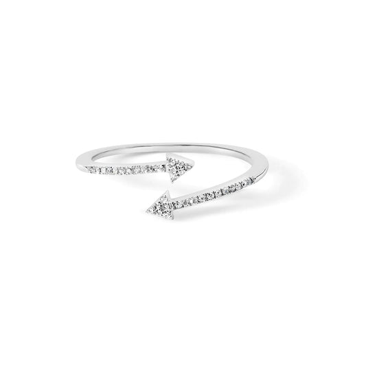 .925 Sterling Silver 1/5 Cttw Diamond Double Arrowhead Open Ring (I-J Color, I2-I3 Clarity) WEM Support (www.WEM.support)