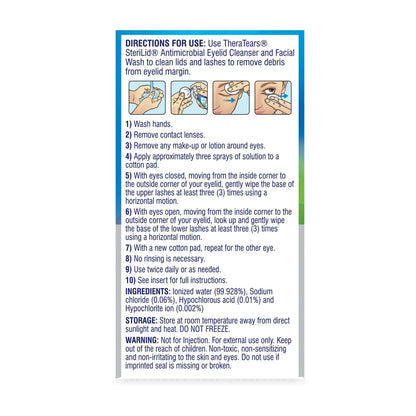 TheraTears SteriLid Eyelid Cleanser and Face Wash, for irritated eyes, 2 fl oz Spray 2 Ounce Cleanser My Store
