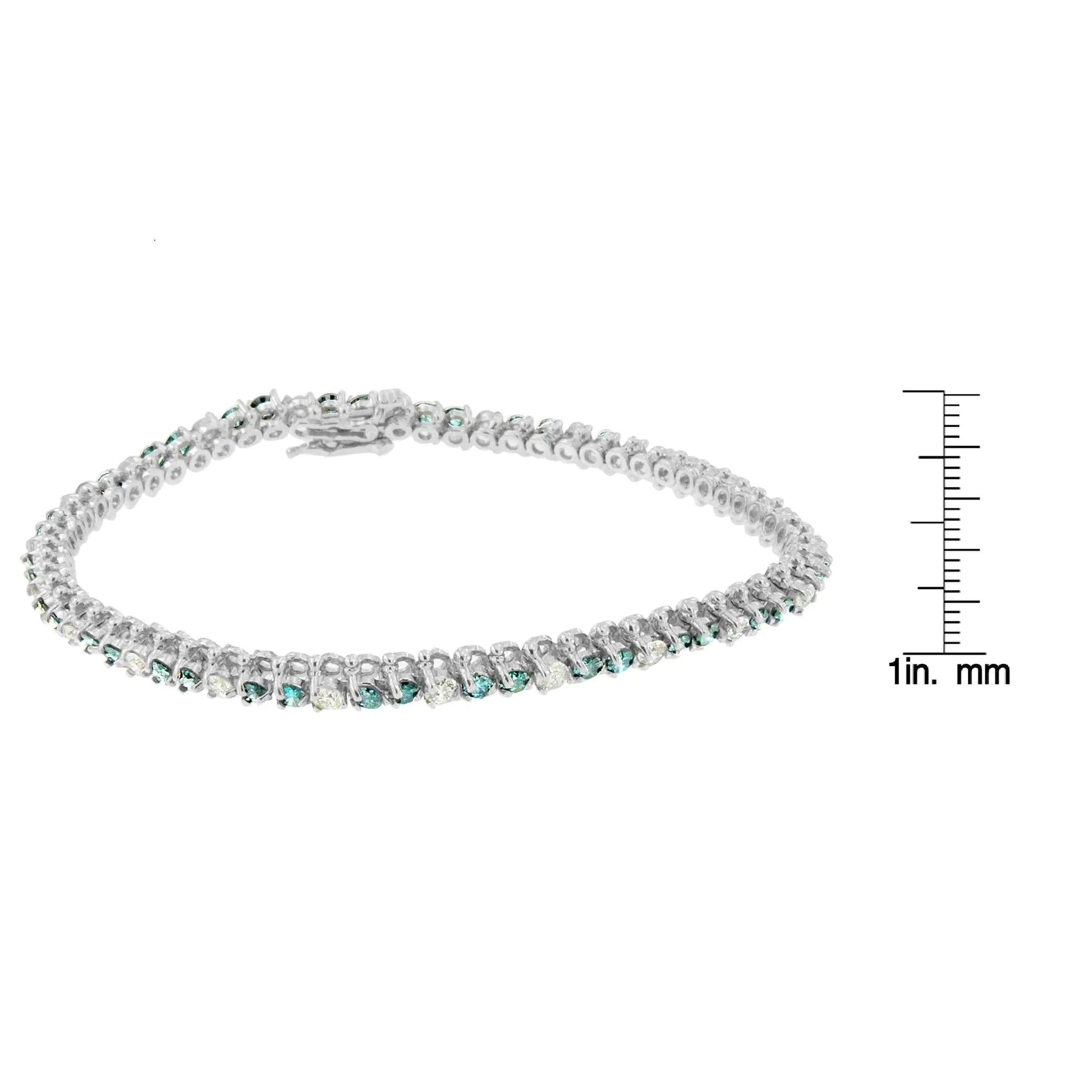 14K White Gold White And Treated Blue Diamond Bracelet (4 5/8 cttw, H-I Color, I1-I2 Clarity) WEM Support (www.WEM.support)