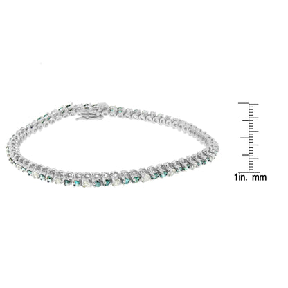 14K White Gold White And Treated Blue Diamond Bracelet (4 5/8 cttw, H-I Color, I1-I2 Clarity) WEM Support (www.WEM.support)