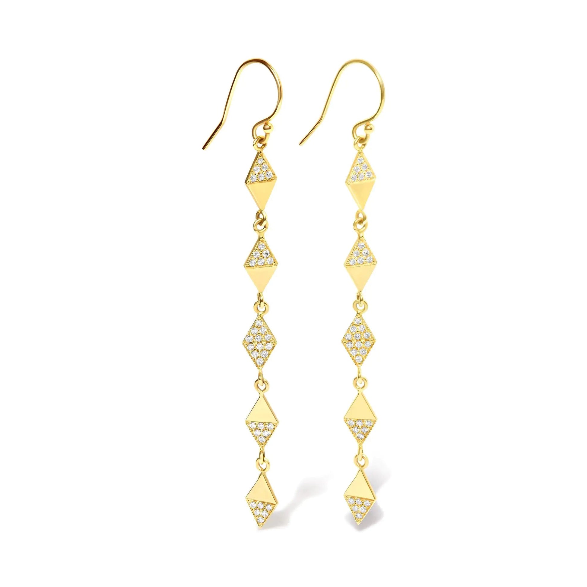 14K Yellow Gold 1/3 Cttw Diamond Studded Kite Drop and Dangle Earrings (H-I Color, SI2-I1 Clarity) WEM Support (www.WEM.support)
