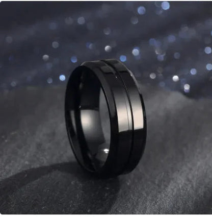 8mm Simple Groove Electroplating 18K Gold-plated Ring HejK.com