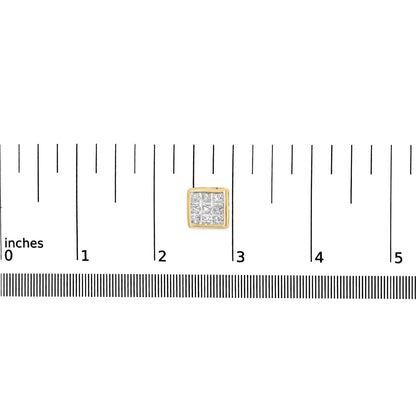 14K Yellow Gold 1.0 Cttw Princess Cut Diamond Composite Stud Earrings with Screw Backs (J-K Color, SI1-SI2 Clarity) WEM Support (www.WEM.support)