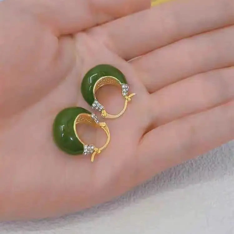 Tall And Elegant High Sense Red Green Dripping Oil Rhinestone Earrings WEM Support (www.WEM.support)