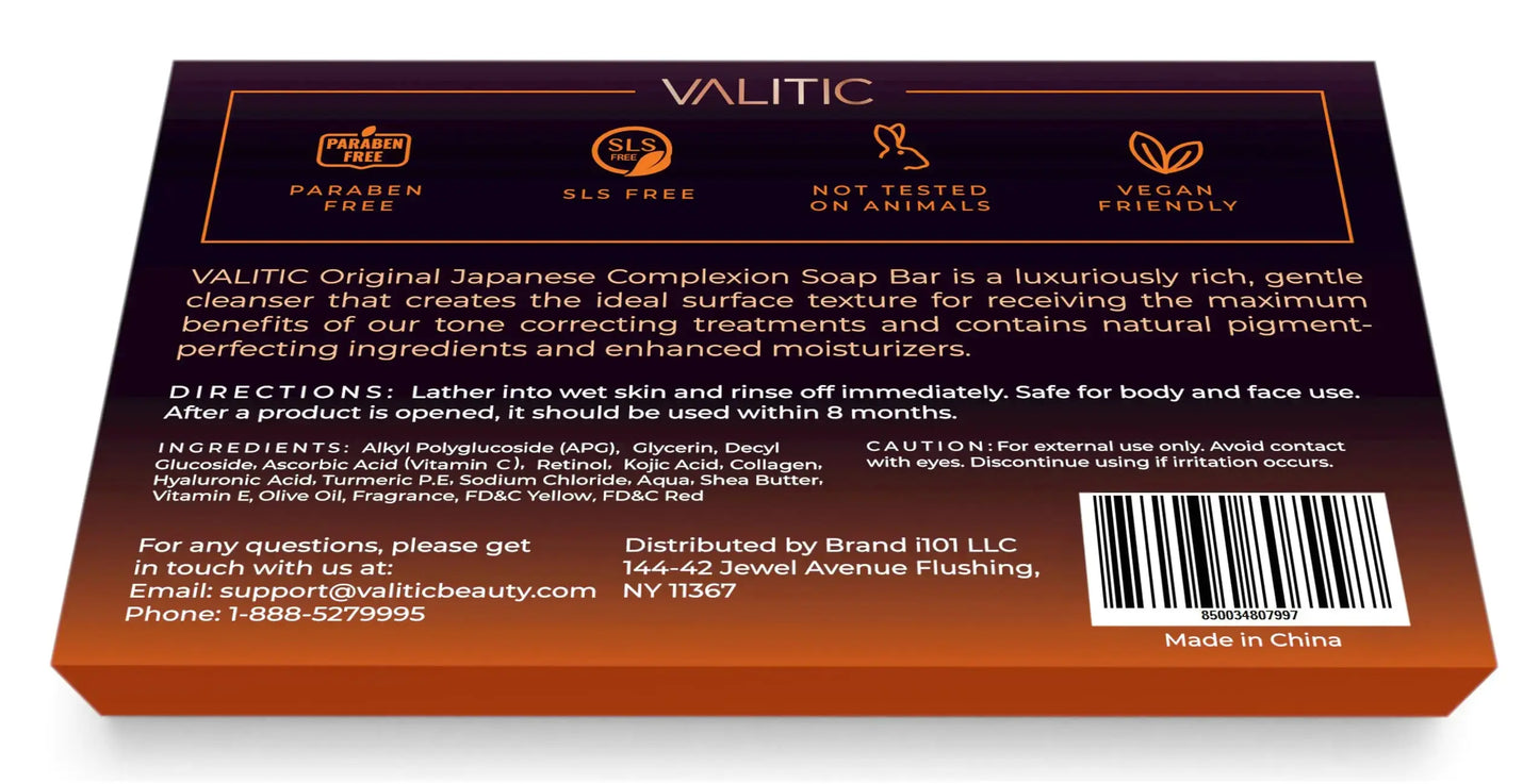 Valitic Unisex Dark Spot Corrector Bar, 100g - Exfoliating, SLS and Paraben-Free Turmeric Soap for Skin Tone Correction, Vitamin C, Retinol and Collagen Blend 3 Pack + Bag My Store