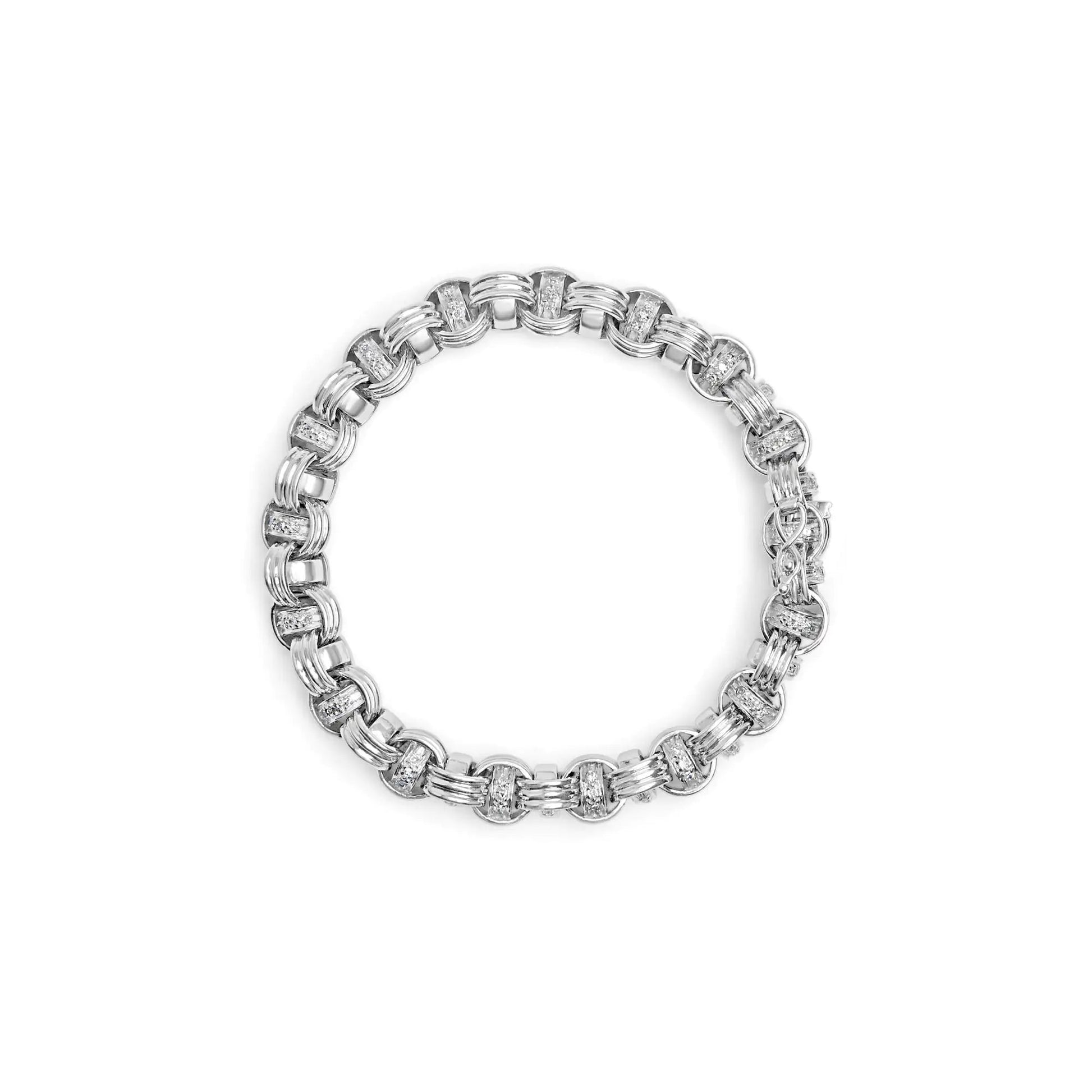 14K White Gold 1/2 Cttw Diamond Knotted Byzantine Link Bracelet (H-I Color, I2-I3 Clarity) - 7" Inches WEM Support (www.WEM.support)