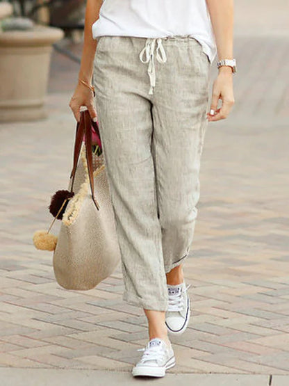 Women's Autumn Cotton Elastic Waist Pants WEM Support (www.WEM.support)