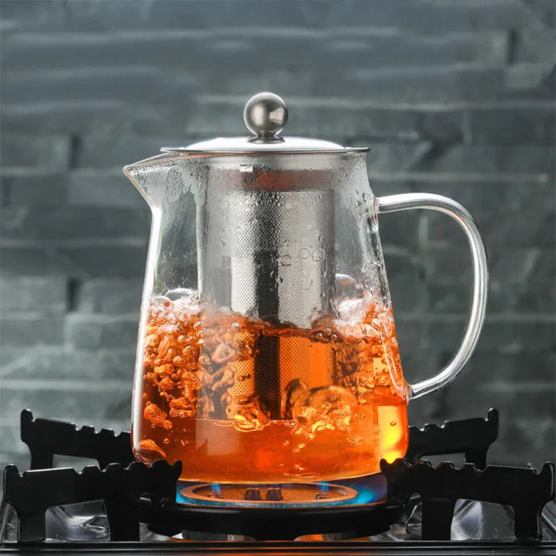 Tetera de Vidrio Transparente Resistente al Calor con Infusor para Café, Té y Hierbas HejK.com