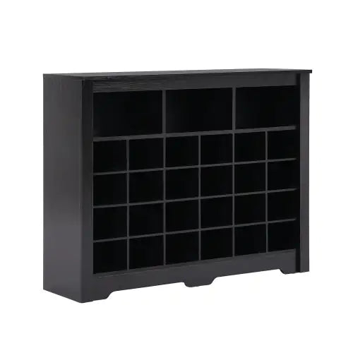 Stylish Design 24 Shoe Cabinet Console, Modern Shoe Cabinet With Curved Base, Multifunctional Sideboard, High Quality, For Corridor, Bedroom, Living Room, Black WEM Support (www.WEM.support)