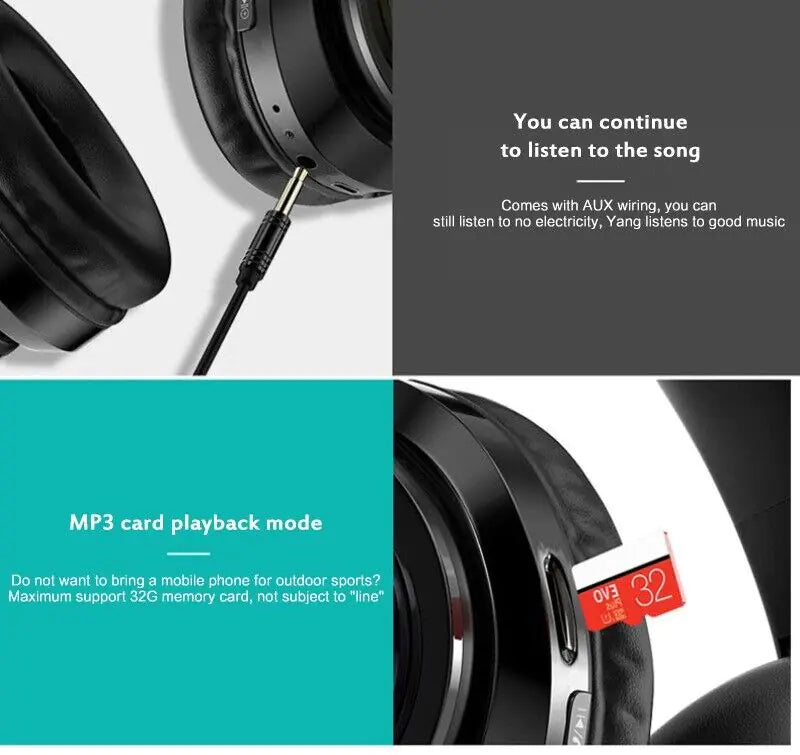 Super Bass Wireless Bluetooth Headphones Foldable Stereo Earphones Headsets Mic WEM Support (www.WEM.support)