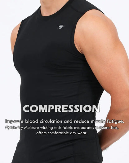 TELALEO 5 Pack Men's Athletic Compression Shirts Sleeveless Workout Tank Top Sports Base Layer Running Basketball Black/White(five Pack) Medium My Store