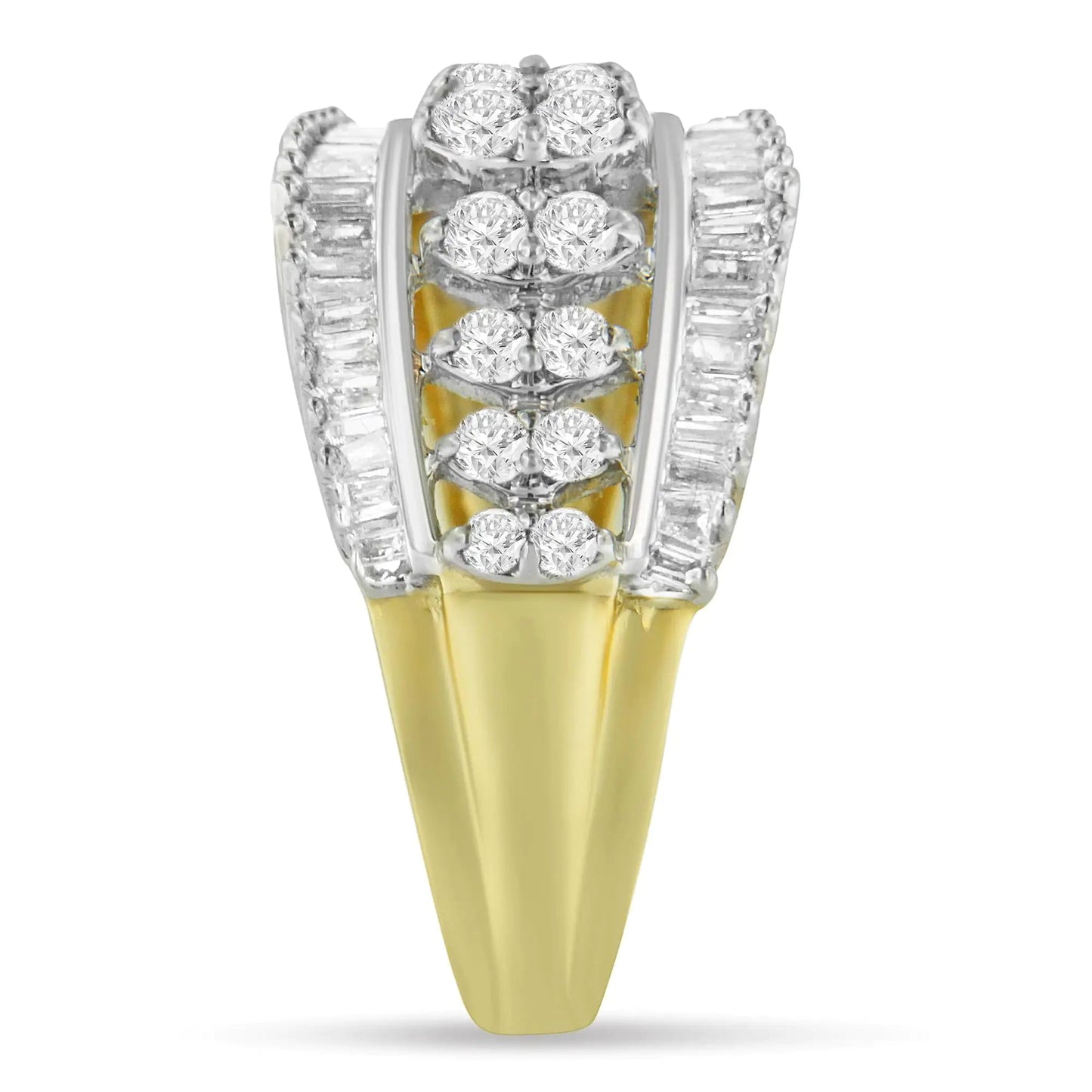 10KT Two-Tone Gold Diamond Cluster Band (1 cttw, I-J Color, I1-I2 Clarity) WEM Support (www.WEM.support)