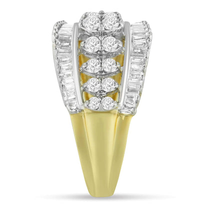 10KT Two-Tone Gold Diamond Cluster Band (1 cttw, I-J Color, I1-I2 Clarity) WEM Support (www.WEM.support)