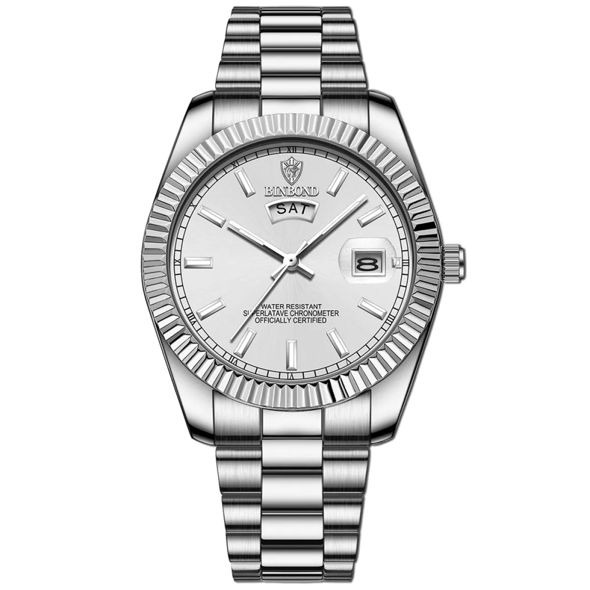 Steel Belt Waterproof Double Calendar Luminous Watch WEM Support (www.WEM.support)
