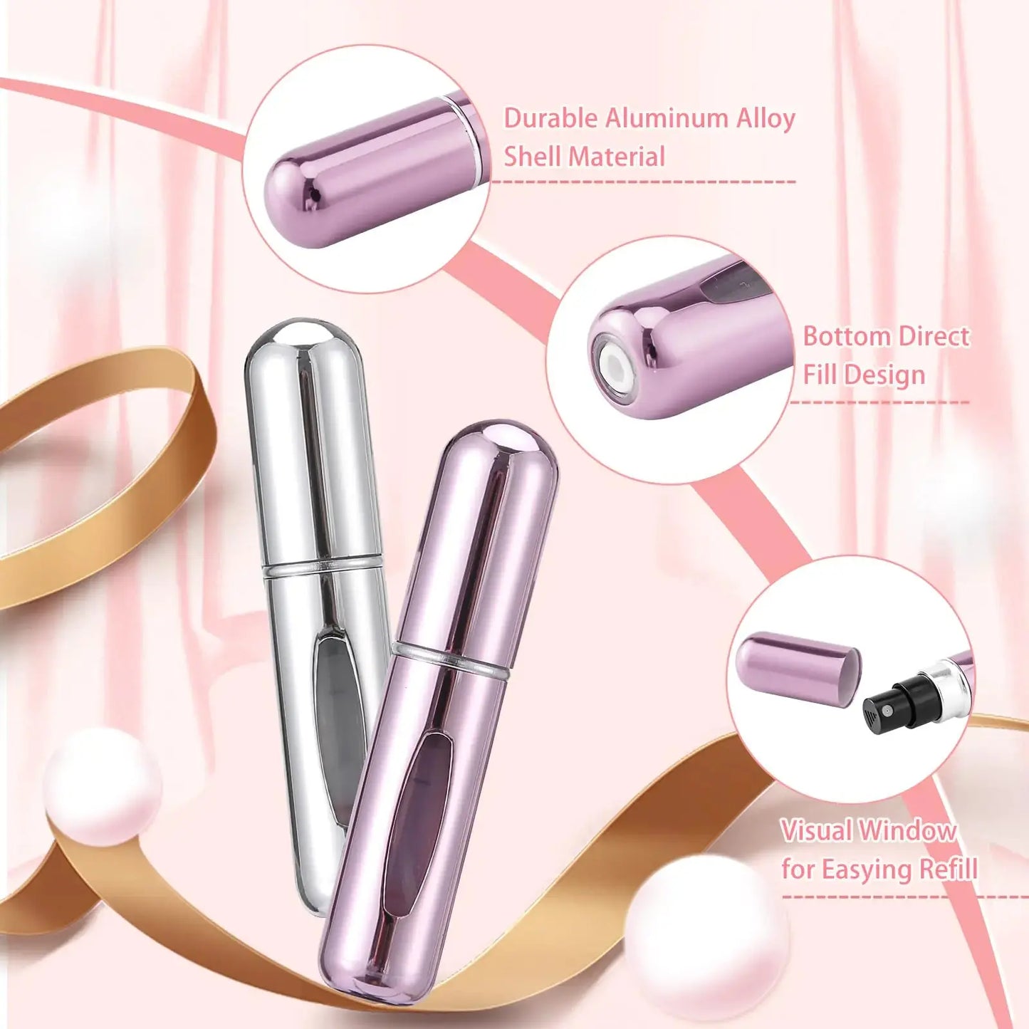 2 pcs Mini Perfume Travel Refillable Bottles-5ml Portable Atomizer Sprayer,Empty Pump Container for Traveling and Outgoing My Store