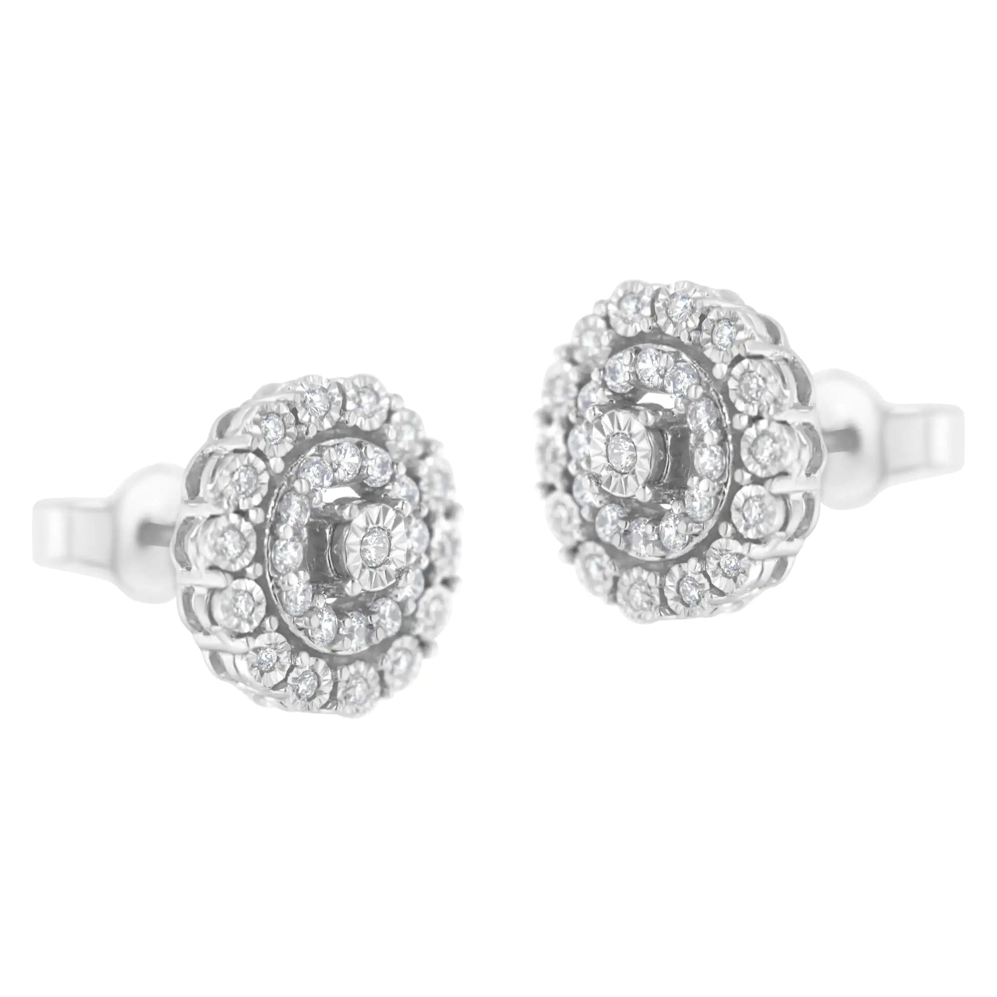 10KT White Gold 1/2 cttw Double Halo Brilliant Round-Cut Diamond Stud Earrings (I-J Clarity, I2-I3 Color) WEM Support (www.WEM.support)