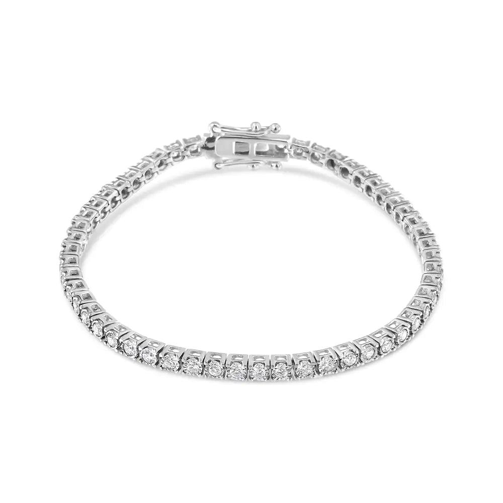14K White Gold 2.0 Cttw Miracle Set Round-Cut Lab Grown Diamond Illusion 7" Tennis Bracelet (F-G Color, VS2-SI1 Clarity) WEM Support (www.WEM.support)