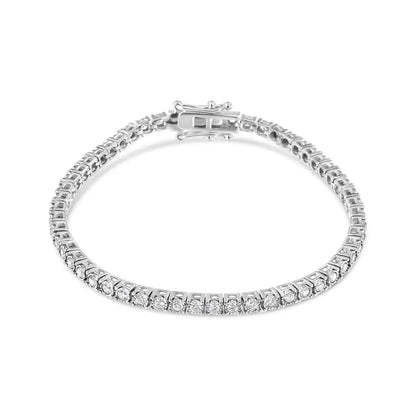 14K White Gold 2.0 Cttw Miracle Set Round-Cut Lab Grown Diamond Illusion 7" Tennis Bracelet (F-G Color, VS2-SI1 Clarity) WEM Support (www.WEM.support)