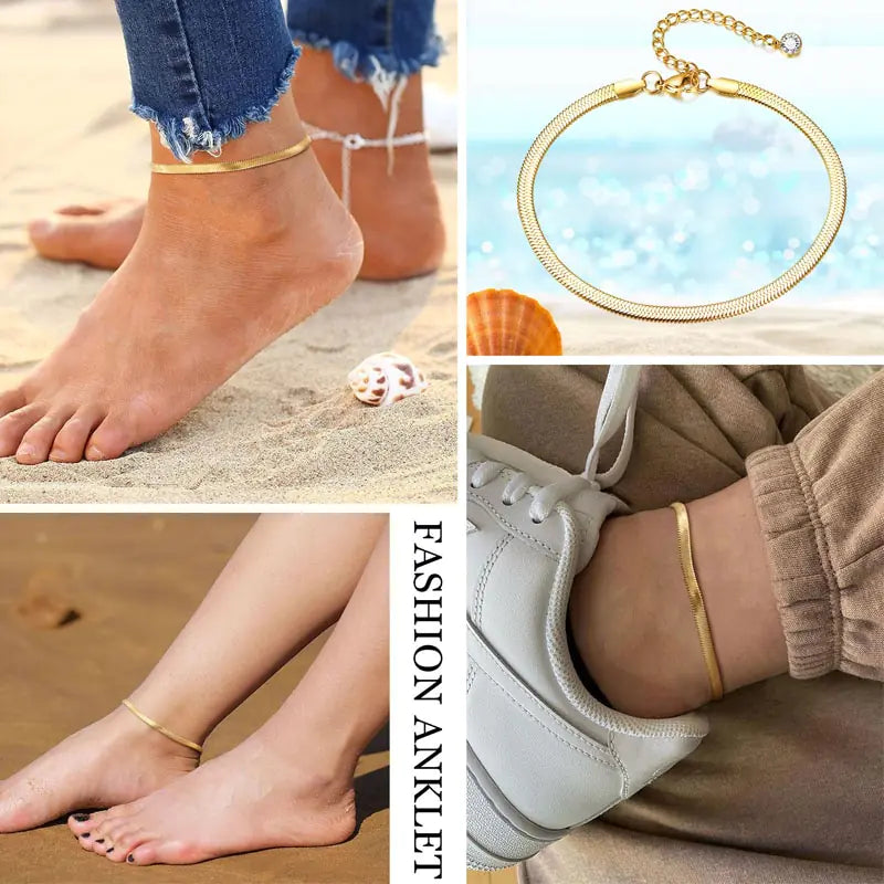 Adjustable Snake Chain Anklet for Women Girls WEM Support (www.WEM.support)