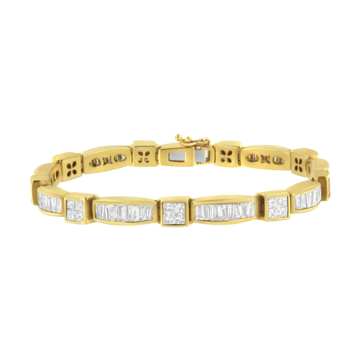 14K Yellow Gold Multi--Cut Diamond Box Square Link Bracelet(7.33 cttw,H-I Color,SI1-SI2 Clarity) WEM Support (www.WEM.support)
