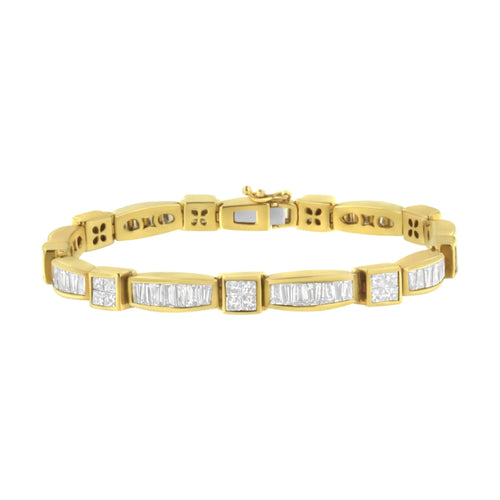 14K Yellow Gold Multi--Cut Diamond Box Square Link Bracelet(7.33 cttw,H-I Color,SI1-SI2 Clarity) WEM Support (www.WEM.support)