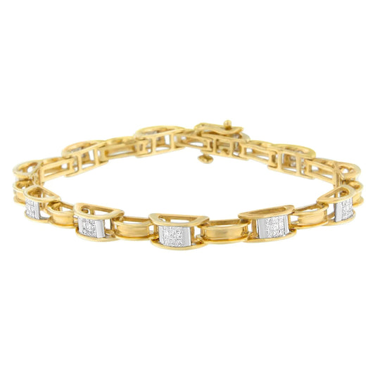 14K Yellow Gold Princess Cut Diamond Chain Link Bracelet (1.00 cttw, H-I Color, SI1-SI2 Clarity) WEM Support (www.WEM.support)