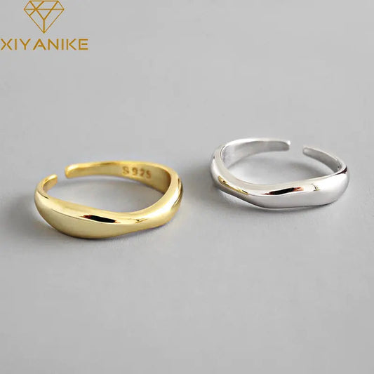 XIYANIKE Silver Color  Irregular Wave Rings WEM Support (www.WEM.support)