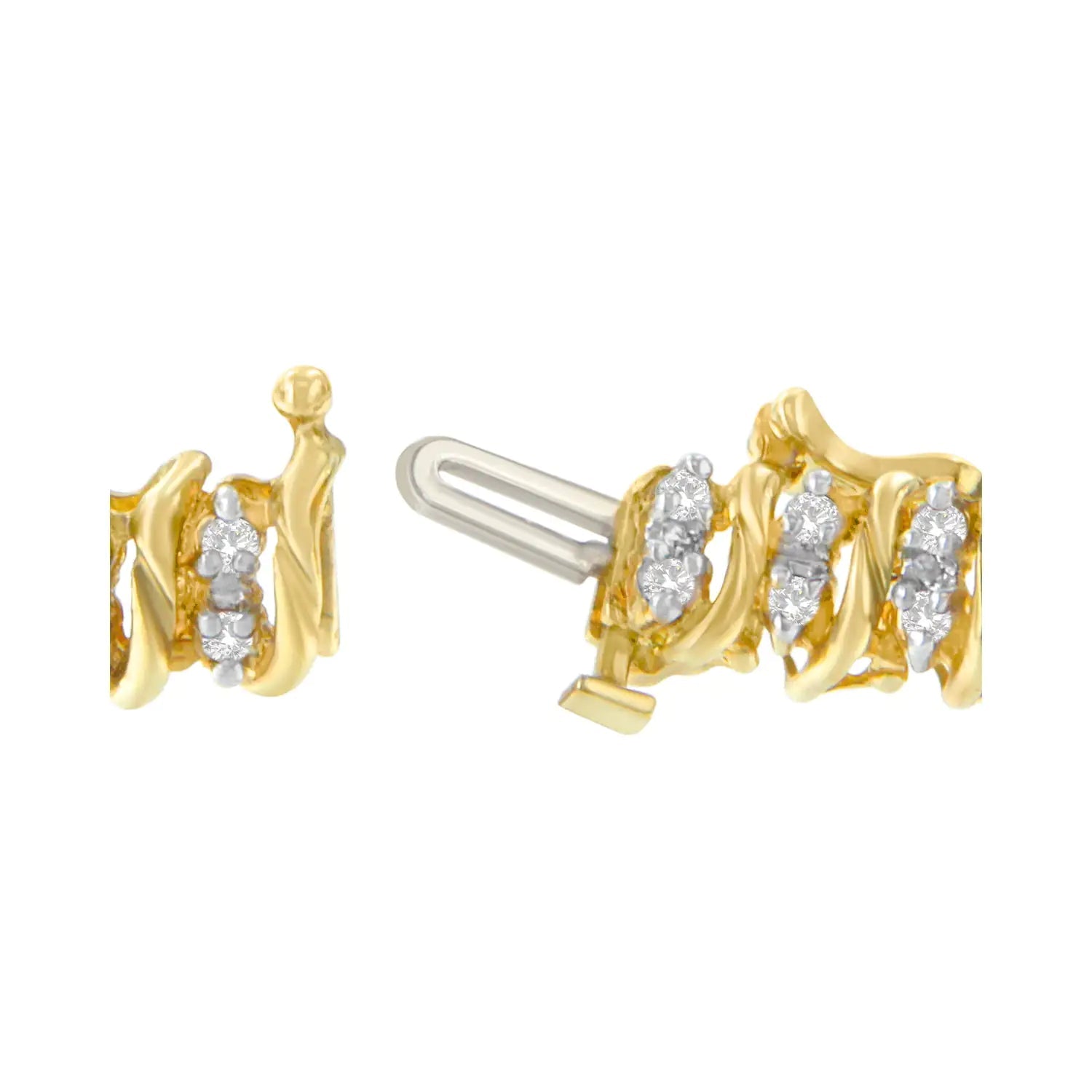 10K Yellow Gold Round Cut Diamond S-Curve Bracelet (1.00 cttw, J-K Color, I2-I3 Clarity) WEM Support (www.WEM.support)