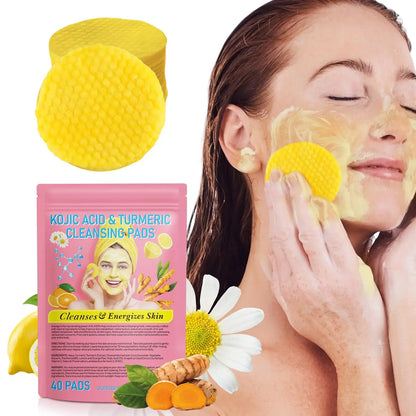 Turmeric Kojic Acid Cleansing Pads, Kojic Acid And Turmeric Cleansing Pads Helps Balance Skin Oil And Water, Remove Excess Keratin From The Body'S Skin, 40PCS 40 Count (Pack of 1) My Store