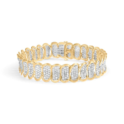 10k Yellow Gold 5.00 Cttw Diamond Oval Banded Link Bracelet (I-J Color, I1-I2 Clarity) - 7" Inches WEM Support (www.WEM.support)