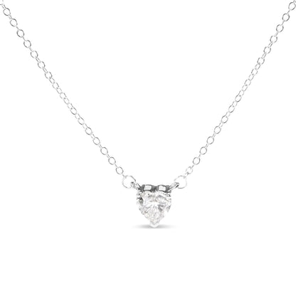 14K White Gold 1.0 Cttw Lab Grown Diamond Heart Shape Solitaire Pendant Necklace (F-G Color, VS1-VS2 Clarity) WEM Support (www.WEM.support)