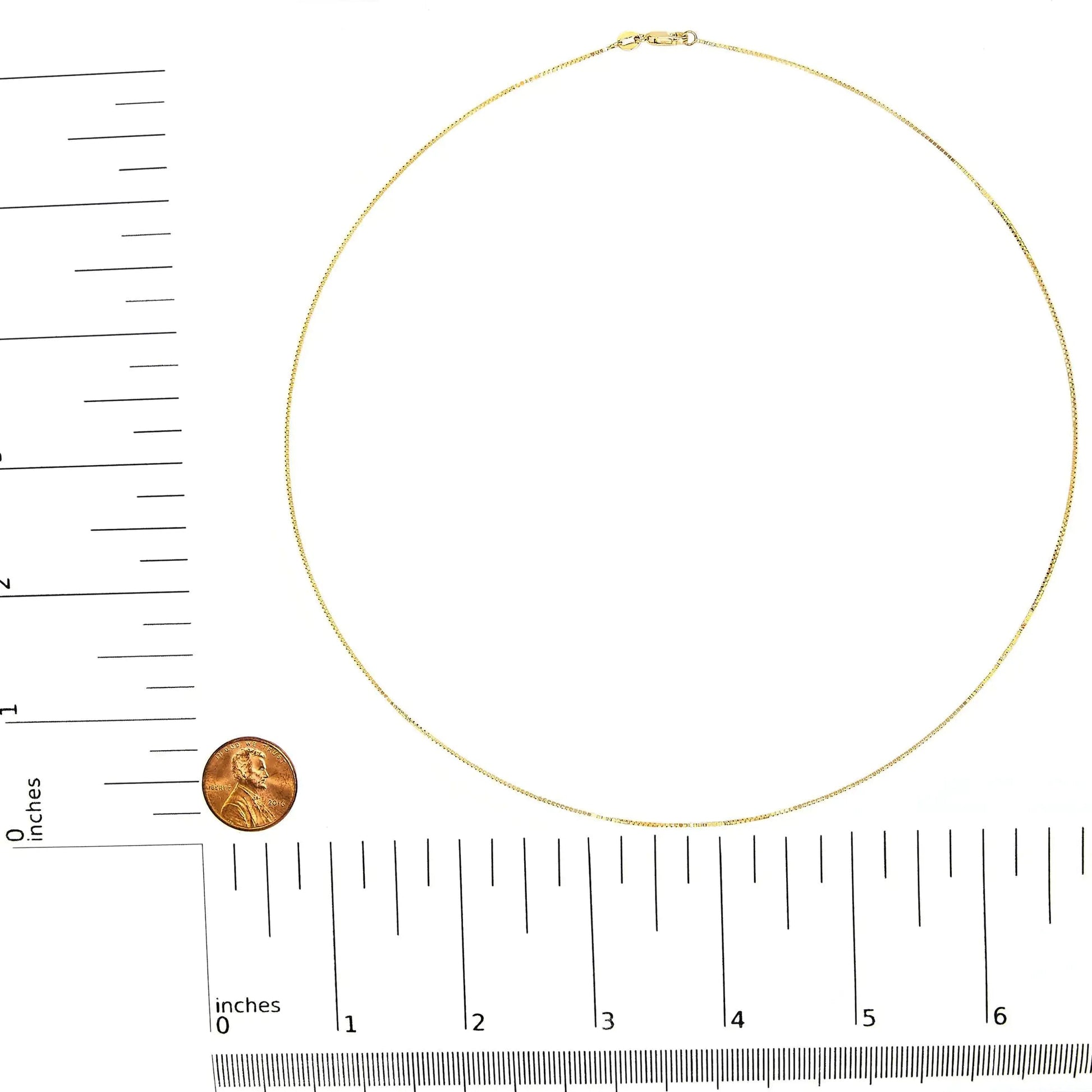 Unisex Solid 14K Gold 0.75mm Classic Box Chain Necklace WEM Support (www.WEM.support)