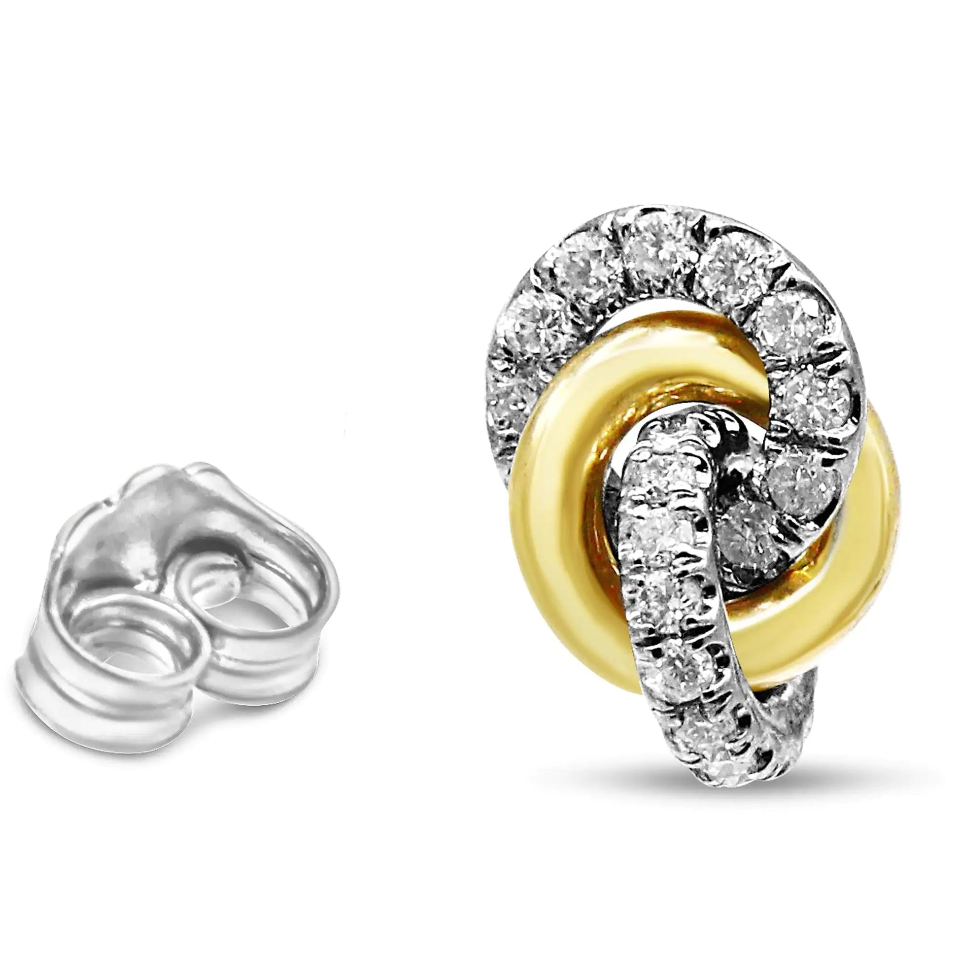 10K Yellow and White Gold 1/2 Cttw Diamond Triple Interlocking Knot Earrings (I-J Color, I1-I2 Clarity) WEM Support (www.WEM.support)