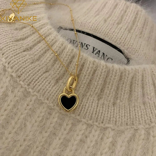 Vintage Double-Sided Heart Pendant Necklace WEM Support (www.WEM.support)