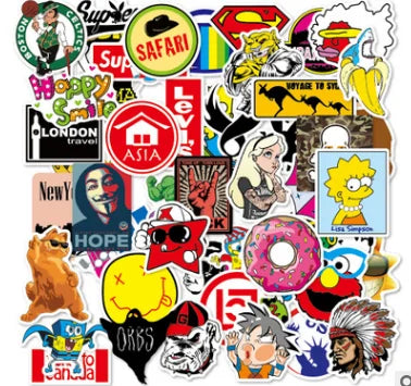 100 Peças de Adesivos de Rock Estilo Banda Retro com Grafite WEM Support (www.WEM.support)
