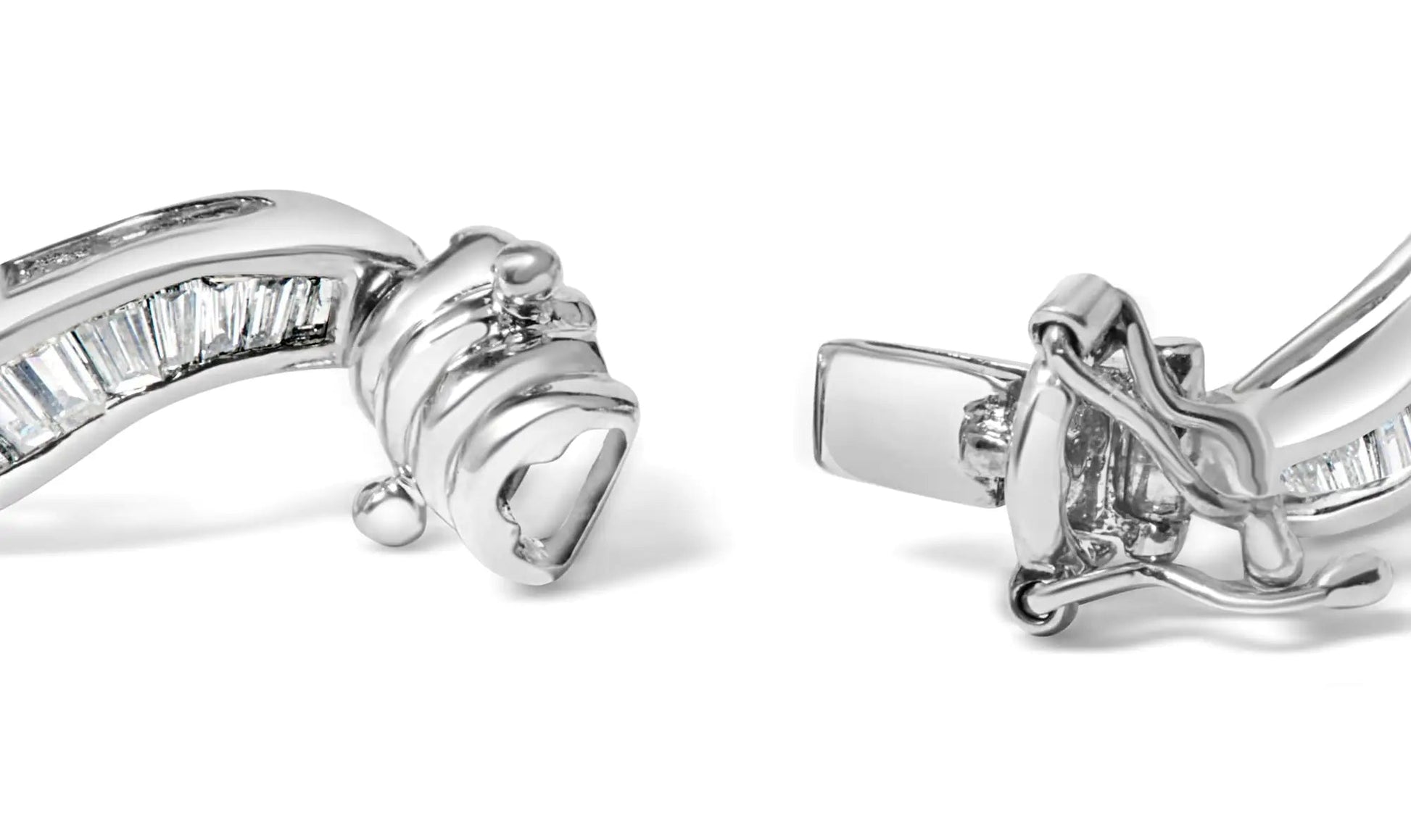 14K White Gold 2.00 Cttw Baguette-Cut Spiral Link 7" Bracelet (G-H Color, SI1-SI2 Clarity) WEM Support (www.WEM.support)