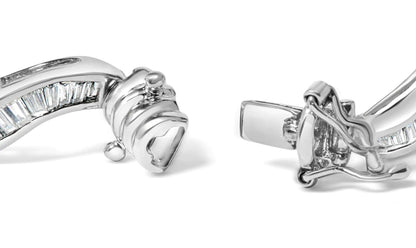 14K White Gold 2.00 Cttw Baguette-Cut Spiral Link 7" Bracelet (G-H Color, SI1-SI2 Clarity) WEM Support (www.WEM.support)