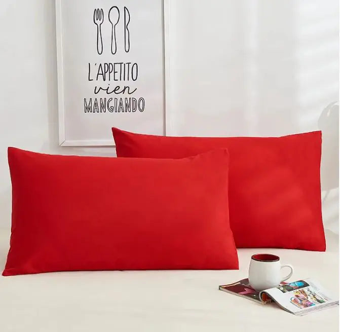 A Pair Of Pure Color Cotton Pillowcases WEM Support (www.WEM.support)