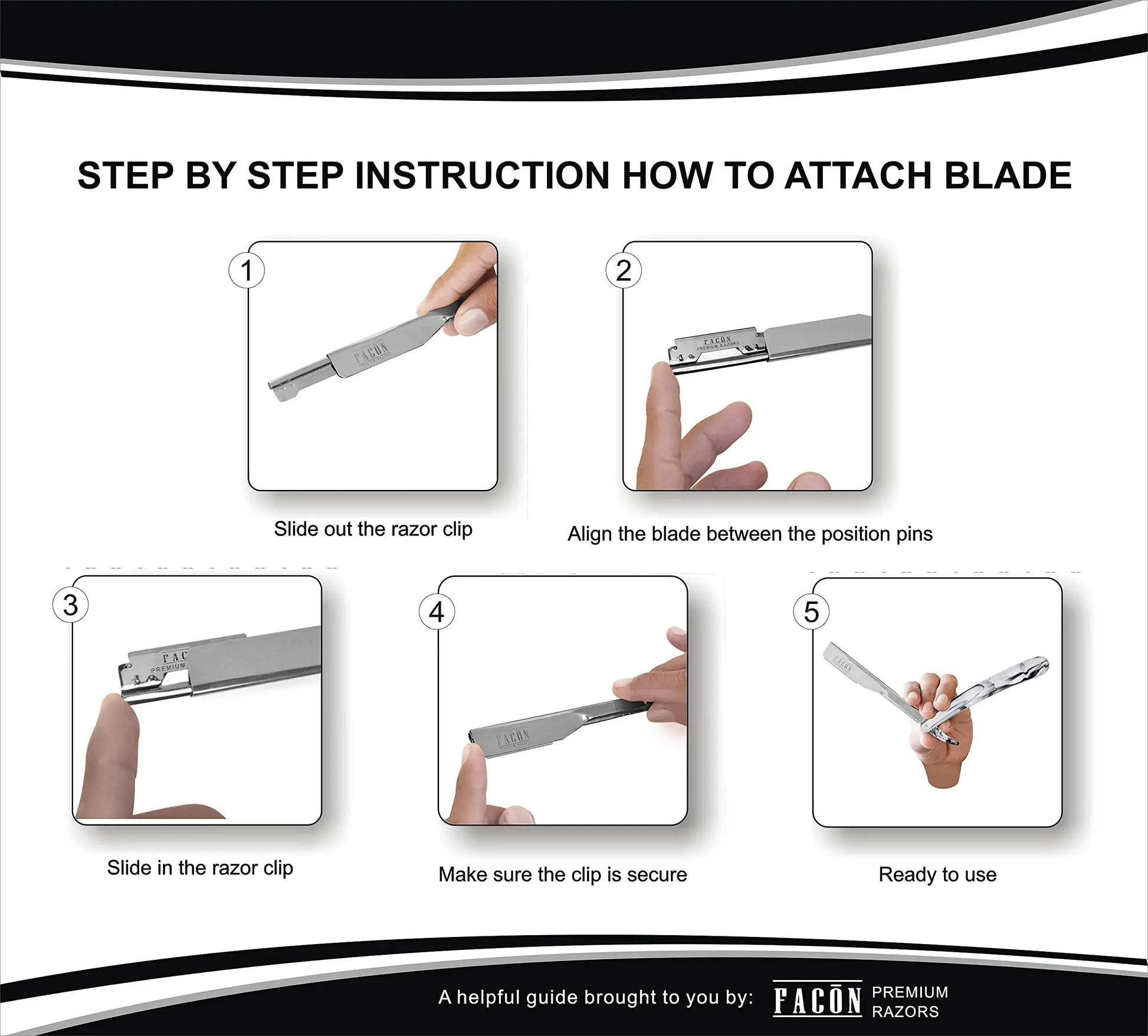 100 BLADES + Facón Professional Marble Straight Edge Barber Razor - Salon Quality Cut Throat Shavette The Crusader My Store