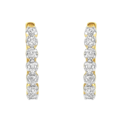 10KT Yellow Gold Diamond Huggy Hoop Earrings (1/2 cttw, J-K Color, I2-I3 Clarity) WEM Support (www.WEM.support)