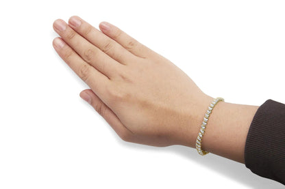 10K Yellow Gold 2.0 Cttw Diamond 2 Row Link and Heart Charm 7" Link Bracelet (I-J Color, I3 Clarity) WEM Support (www.WEM.support)