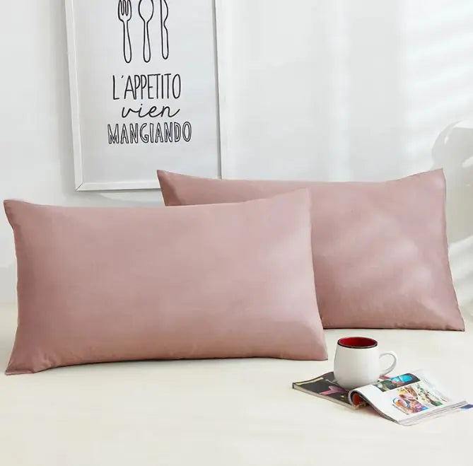 A Pair Of Pure Color Cotton Pillowcases WEM Support (www.WEM.support)